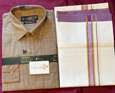 Men's Dhoti/Vesti and brown shirt set Sz-Small 38 - MIRASILKS Men's Dhoti/Vesti and brown shirt set Sz-Small 38